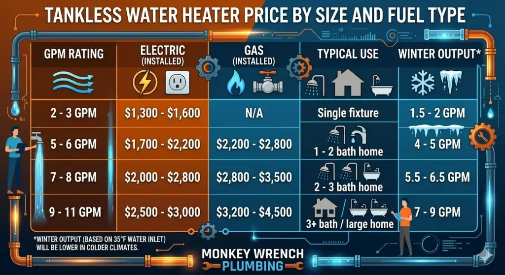 Tankless Water Heater Price by Size and Fuel Type